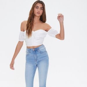 Forever21 white off the shoulder sweetheart top